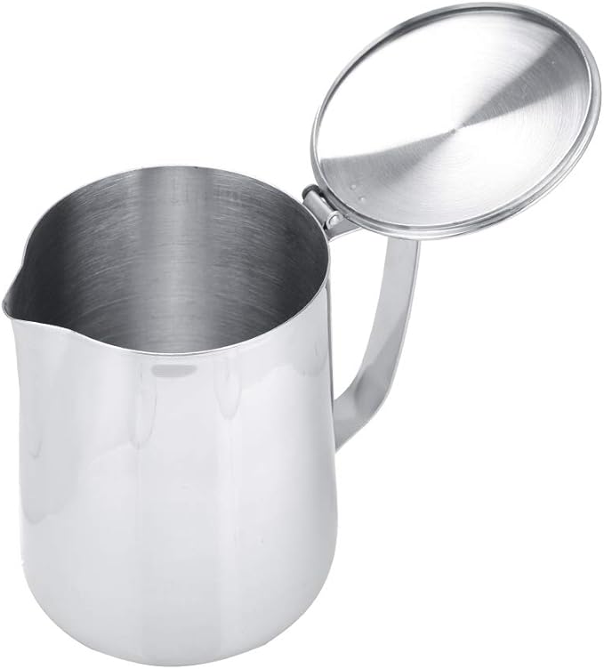 Frothing Pitcher, less Steel Pitcher with Lid, Coffee Steaming Pitcher Milk Frothing Cup Milk Pitcher Jug for Espresso Machine Milk Frother Latte Coffee Art (1500mL)