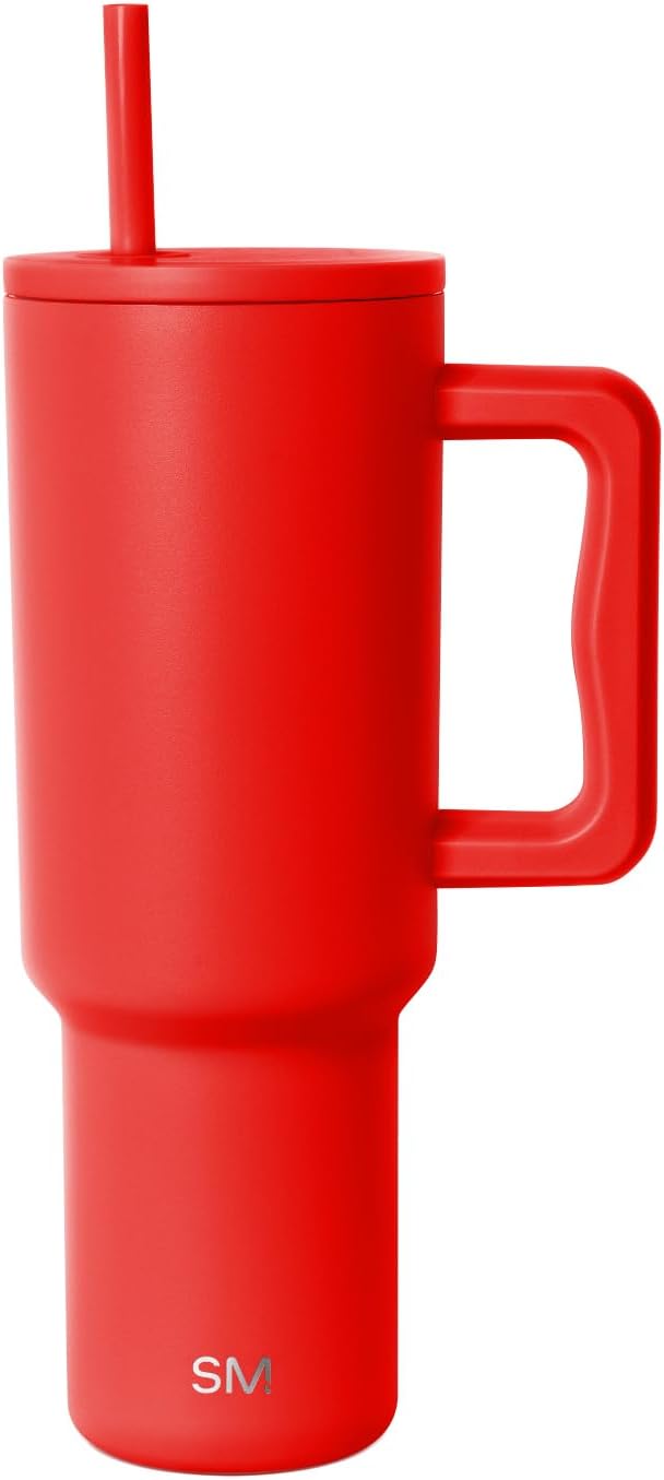 Simple Modern 40 oz Trek Tumbler with Handle and Straw Lid | Cup Holder Friendly Insulated Stainless Steel Travel Mug | Saffron