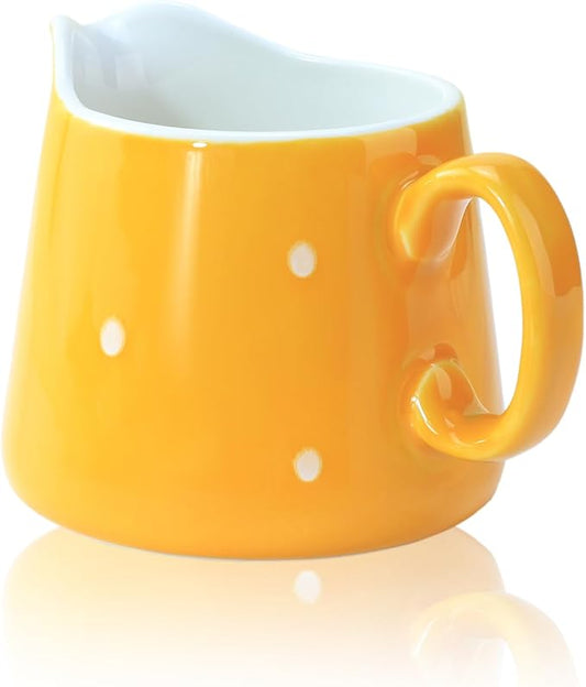 CHOOLD Polka Dot Ceramic Creamer with Handle, 8.5oz Coffee & Milk Creamer Jug for Kitchen