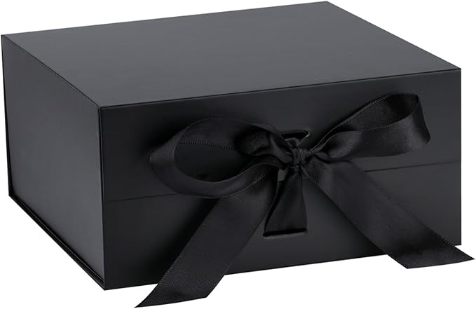 OEMVALATY Black Gift Box,6x6x3 Inches Gift Boxes with Lids for Presents with Magnetic Closure and Ribbon for Wedding,Storage,Birthday