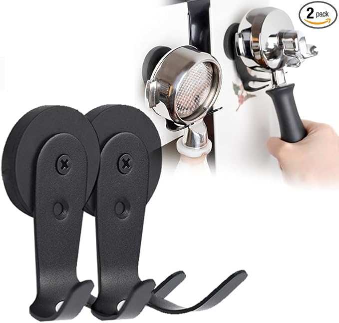 2-Pack Magnetic Portafilter&Tamper Holder,Espresso Accessories Organizer for Metal Wall Surface,Strong Magnet,Anti-Scratch,Space-Saving,Compatible with Ninja Luxe Cafe,Rancilio,Breville Coffee Machine