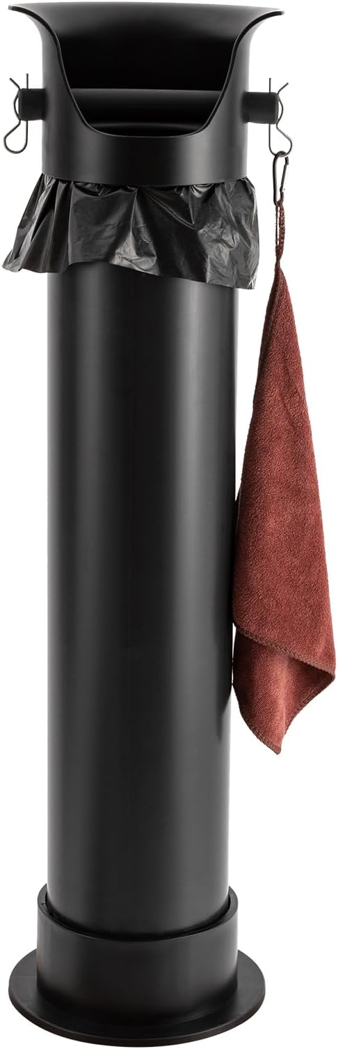 Espresso Coffee Knock Box, Commercial Knock Box for Espresso Coffee Grounds, Floor Standing Coffee Knock Box with 30pcs Garbage Bags and Towel (Black)