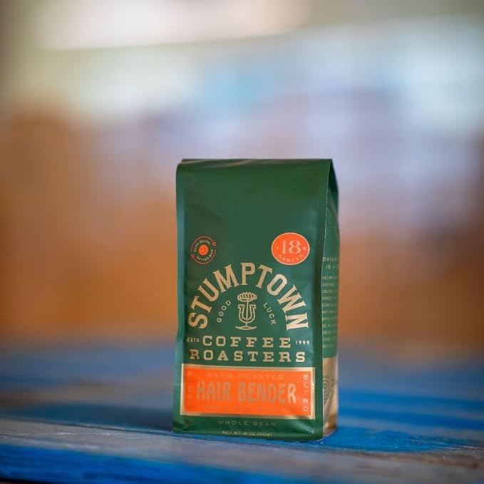 Stumptown Coffee Roasters, Medium Roast Whole Bean Coffee, 100% Arabica Coffee - Hair Bender 18 Ounce Bag with Flavor Notes of Citrus and Dark Chocolate