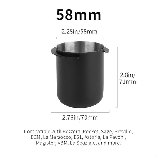 watchget 58mm Coffee Dosing Cup - Espresso Dosing Cup Compatible with 58mm Portafilter Stainless Steel - Espresso Machine Accessory, Black