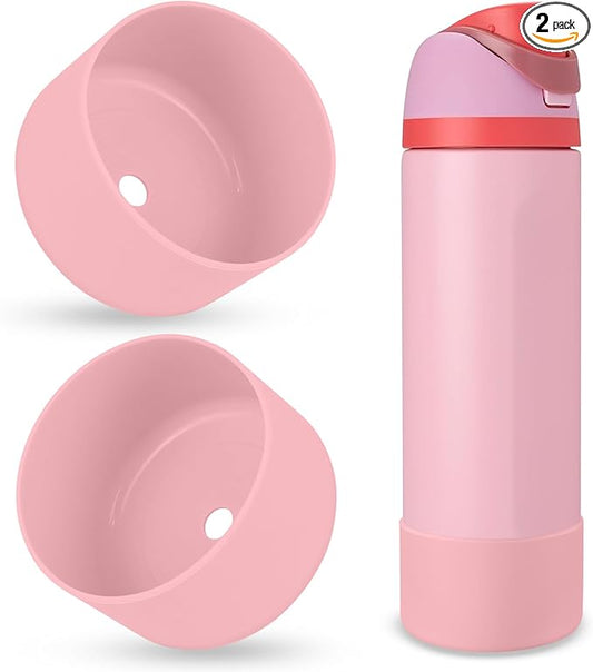 2PCS Silicone Water Bottle Boot, Compatible with Owala 24oz 32oz 40oz, Protective Anti-Scratch & Anti-Dent No Noise Sleeve Cover for FreeSip/Twist/Flip Water Bottles (Angel Food Cake, 24oz)