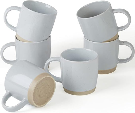 famiware Coffee Mugs for 6, 13 oz Mug Set, Dringking Cup with Handle for Coffee, Tea, Cocoa, Milk, Milkyway serise, Ligth Gray