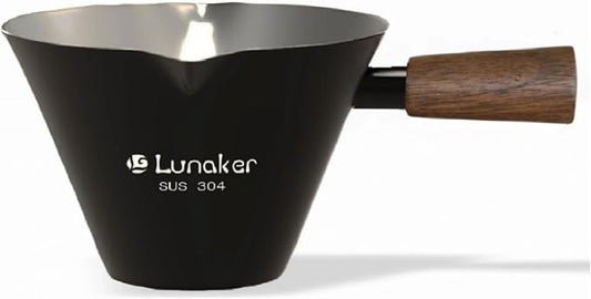 Lunaker Espresso Cups - 4OZ Espresso Shot Cup with Wooden Handle -Measuring Cup with Double Spouts - Coffee Bar Accessories, Black