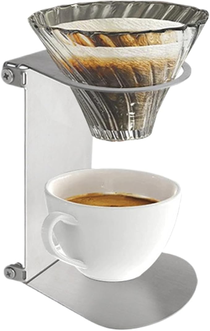 Pour Over Drip Holder – Portable Espresso Stand, Foldable Aluminum Station, Compact Brew Frame | Stable Cup Support, Space Saving Design, Lightweight Travel Setup, Manual Coffee Brewing Accessory For
