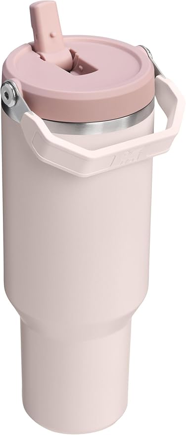 STANLEY IceFlow 2.0 Flip Straw Tumbler with Handle 40 oz | Twist On Lid and Flip Up Straw | Leak Resistant Water Bottle | Insulated Stainless Steel | BPA-Free | Rose Quartz