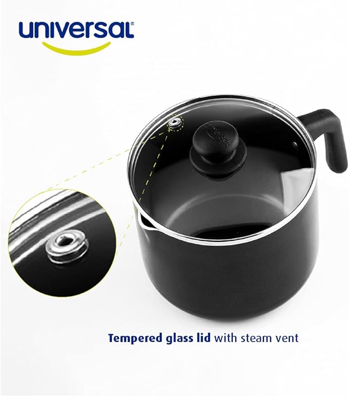 Universal (51 Oz - 1.6 Quart) Non-stick Milk Pitcher with Glass Lid, Aluminum Frothing Jug