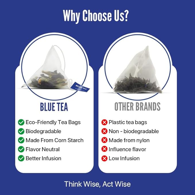 BLUE TEA - Hibiscus Assorted Tea Gift Set | 30 Count - Pyramid Plant Based Tea Bag - 6 Floral Blends | VARIETY PACK | Caffeine-Free - Flower Based - Non-Bitter - Vegan | Gifts for Him and Her