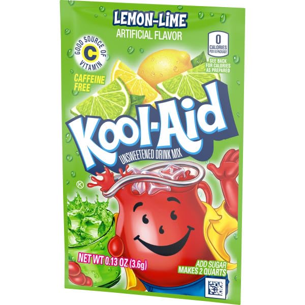 Kool-Aid Soft Drink Mix, Unsweetened, Lemon-Lime, 13OZ (Pack of 192)