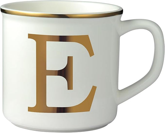 Miicol Ceramic Coffee Mug 16 oz, Monogram Coffee Cup, Golden Initial Tea Mug, Personalized Tea Cup, Unique Gift, Large Mug for Home, Office, Letter E
