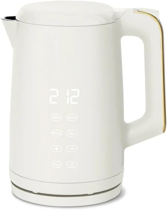 Electric Gooseneck Kettle 1 Liter 1200W, Stainless Steel, Pour Over Coffee Tea, Auto Shut-Off, 360° Cordless Power Base (White 1.7L)