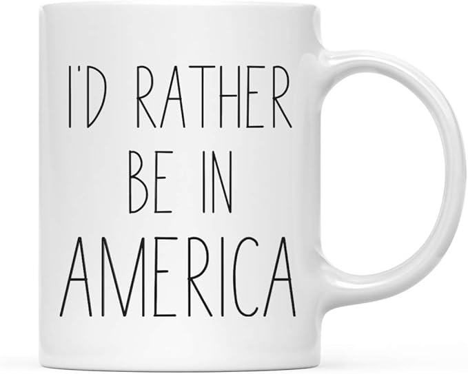 Andaz Press World Country Adventure 11oz. Coffee Mug Gift, I'd Rather Be in America, 1-Pack, Summer Vacation Long Distance College Going Away Study Abroad Birthday Christmas Gifts
