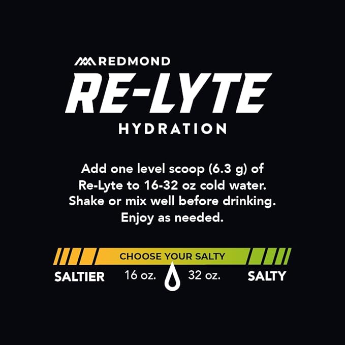 REDMOND Re-Lyte Hydration Electrolyte Powder Mix (Unflavored), 30 Stick Packs