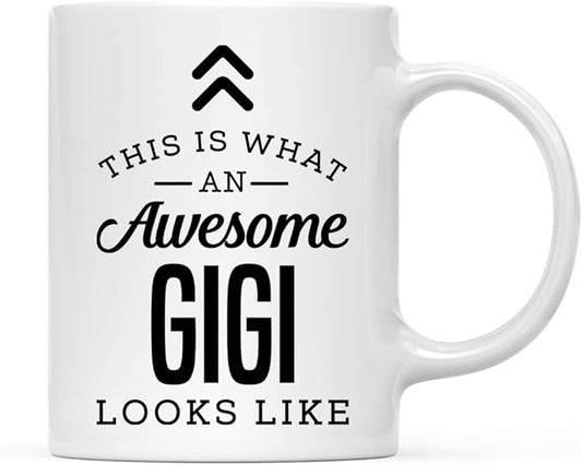 Andaz Press 11oz. Ceramic Coffee Tea Mug Thank You Gift, This is What an Awesome Gigi Looks Like, 1-Pack, Birthday Christmas Gift Ideas Coworker Him Her, Includes Gift Box
