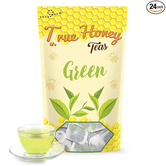 True Honey Green Tea Bags - Honey Crystals Blended in Every Sachet - Supportive Heart Antioxidants - All Natural Contains Caffeine Tea Bag 24 Count
