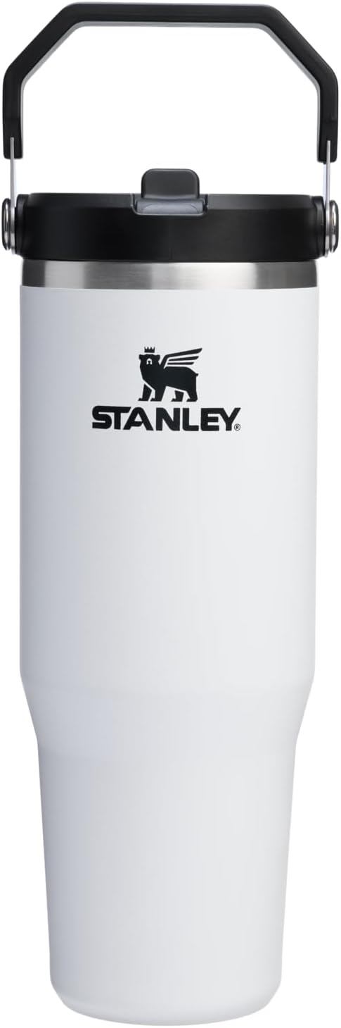 STANLEY IceFlow 2.0 Flip Straw Tumbler with Handle 30 oz | Twist On Lid and Flip Up Straw | Leakproof Water Bottle | Insulated Stainless Steel | BPA-Free | Chalk