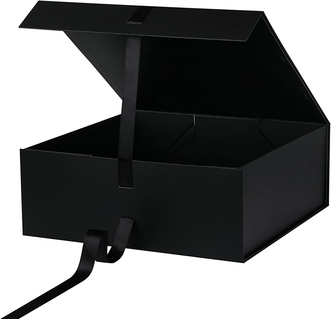 OEMVALATY Black Gift Box,18x18x6 Inches Gift Boxes with Lids for Presents with Magnetic Closure and Ribbon for Wedding,Storage,Birthday(3-Pack)