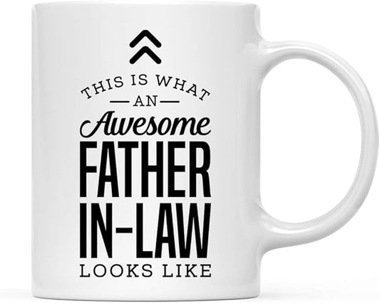 Andaz Press 11oz. Ceramic Coffee Tea Mug Thank You Gift, This is What an Awesome Father-in-Law Looks Like, 1-Pack, Birthday Christmas Gift Ideas Coworker Him Her, Includes Gift Box