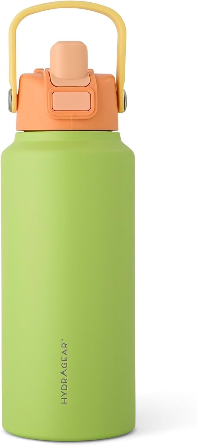 Hydragear RIO Stainless Steel Water Bottle – 32 oz (946 ml) – Double-Wall Vacuum Insulated with Push-Open Lid – BPA-Free - Radioactive