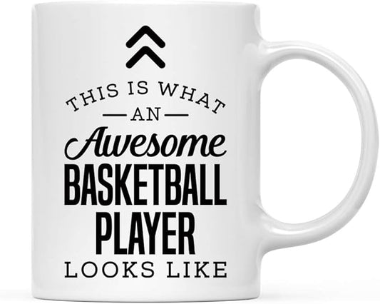Andaz Press 11oz. Ceramic Coffee Tea Mug Thank You Gift, This is What an Awesome Basketball Player Looks Like, 1-Pack, Birthday Christmas Gift Ideas Coworker Him Her, Includes Gift Box