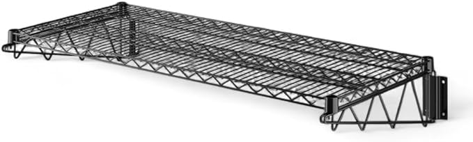 24" x 48" Black Wall-Mounted Wire Shelf with Epoxy Coating, Heavy-Duty Steel Storage Rack, NSF Certified, Easy Installation, Open Wire Design for Kitchen, Garage, or Utility Storage