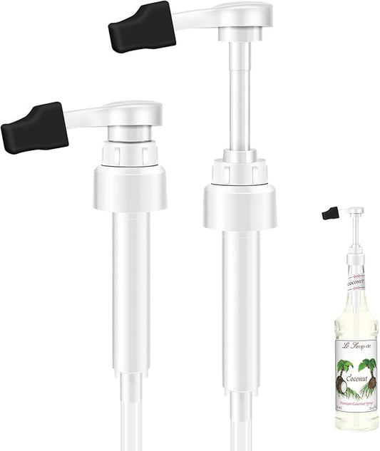2pcs White Syrup Pump 750ml Glass Bottle White Coffee Syrup Pump with Tip Cap(2) Compatible with Monin Glass Bottles