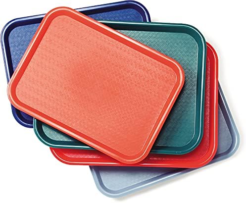 Carlisle FoodService Products Cafe Fast Food Cafeteria Tray with Patterned Surface for Cafeterias, Fast Food, And Dining Room, Plastic, 17.87 X 14 X 0.98 Inches, Red