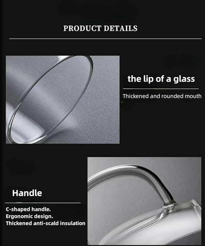 Clear Glass Mug with Handle, Pink Handle/16oz, borosilicate glass mug for large glass coffee mugs with handles, beverage mugs with handles or as a gift!…
