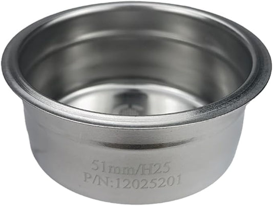Stainless Steel Coffee Filter, 51mm Double Cup (Single Wall/Non-pressurized) Compatible with DLG EC885/9155/9255/9355/9555/9665/9865, SMEG & EUPA Coffee Machine