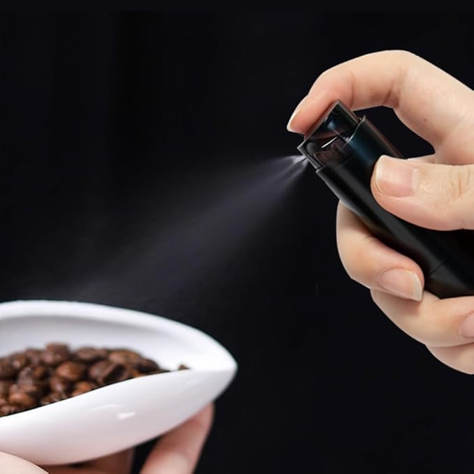 Coffee Bean Dosing Cup and 8ml Spray Bottle Kit For Espresso,Coffee Bar Accessories,Ceramic Single Dosing Tray For Coffee or Tea .Mini Portable Spray For Reducing Coffee Power Static (Black)