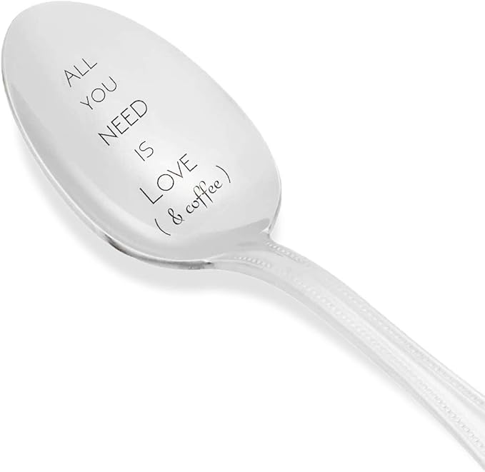 Couples Gift for him or her, All you need is love and coffee engraved Stainless Steel Spoons for coffee lover, birthday gifts, 7 inch