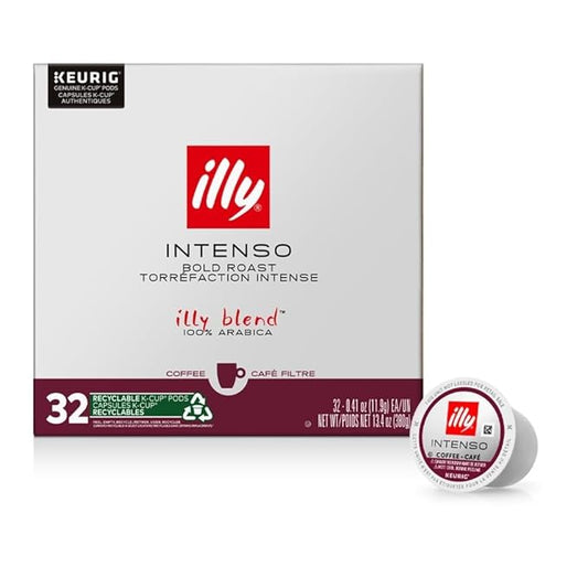 illy Coffee K Cup, Pods for Keurig Machines, Intenso Dark Roast, 100% Arabica, Premium Italian Coffee, 32 Count, 1 Pack