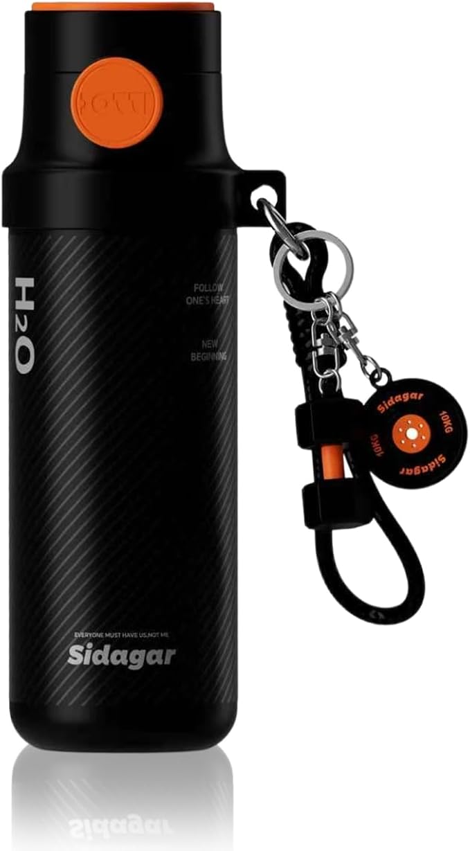 18 oz Insulated Water Bottle, Stainless Steel Travel Mug with Lid, Double Wall Vacuum Sports Water Bottle, BPA Free, Leak-Proof, Fits in Car Cup Holder, Great for Men Kid School, Black
