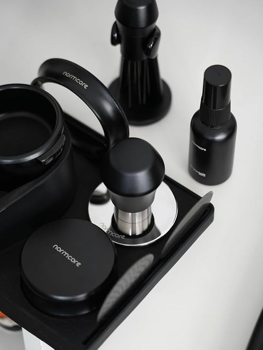 Normcore 57.5mm Coffee Tamper V4.1 Mini, Spring-Loaded with Click Feedback, 304 Stainless Steel Flat Base, Compatible with Lelit Anna Portafilter, Black