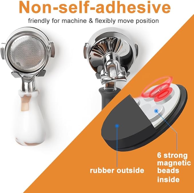 2-Pack Magnetic Portafilter&Tamper Holder,Espresso Accessories Organizer for Metal Wall Surface,Strong Magnet,Anti-Scratch,Space-Saving,Compatible with Ninja Luxe Cafe,Rancilio,Breville Coffee Machine