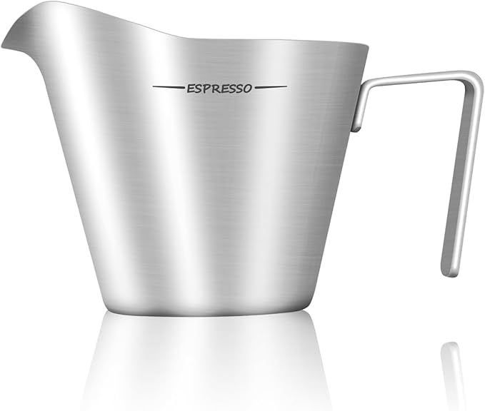IKAPE Espresso Measuring Cup, 304 Anti-scald Stainless Steel Espresso Shot Cups with Handle, Coffee Pouring Cup for Barista Tool Accessories(Silver)