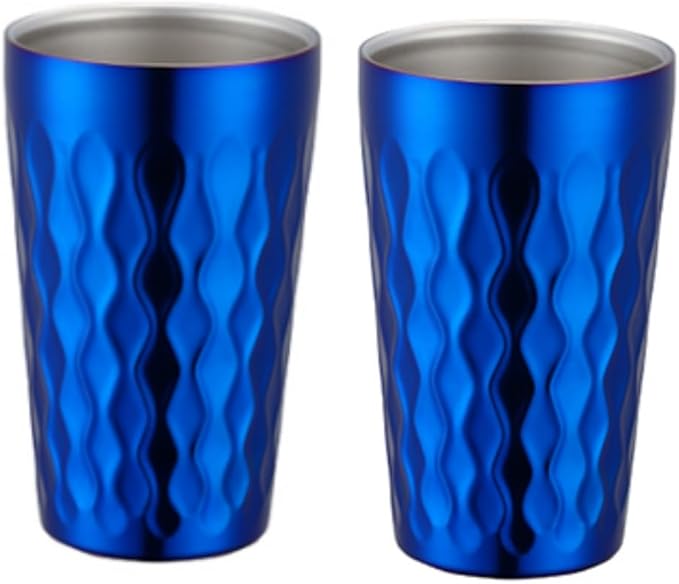 10oz Stainless Steel Cup Set, 2Pcs Double Wall Metal Cup，Vacuum Stackable Insulated Portable Drinking Tumblers Unbreakable Glasses，for Home Outdoor Restaurant(Blue)