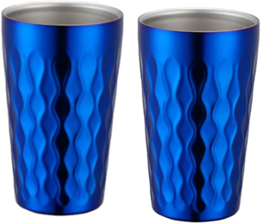 10oz Stainless Steel Cup Set, 2Pcs Double Wall Metal Cup，Vacuum Stackable Insulated Portable Drinking Tumblers Unbreakable Glasses，for Home Outdoor Restaurant(Blue)
