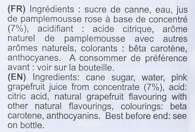 1883 Pink Grapefruit Syrup for Drinks, Made in France, 1 Liter Glass Bottle