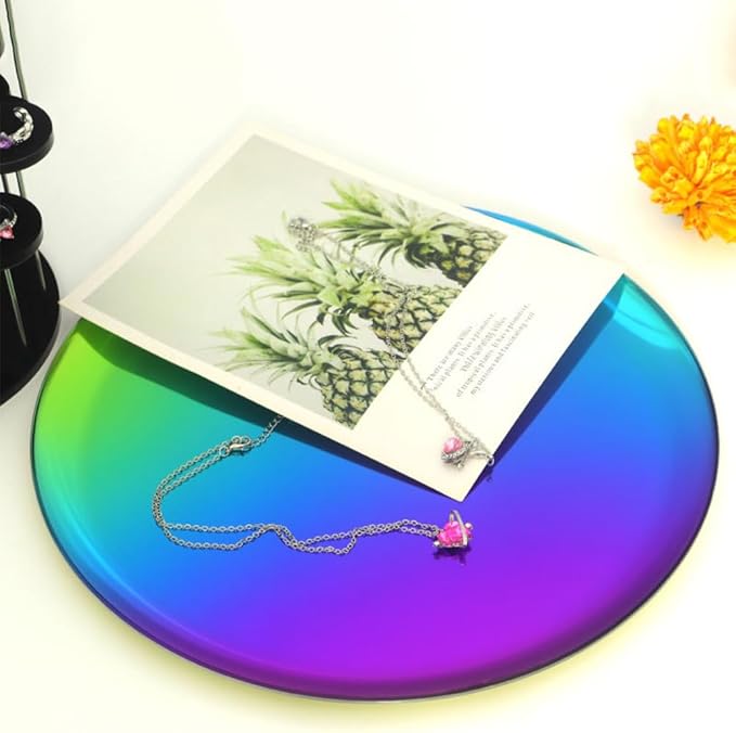 Serving Trays 11in Stainless Steel Decorative Tray Round Gold Colour for Kitchen Wedding Party Coffee Table