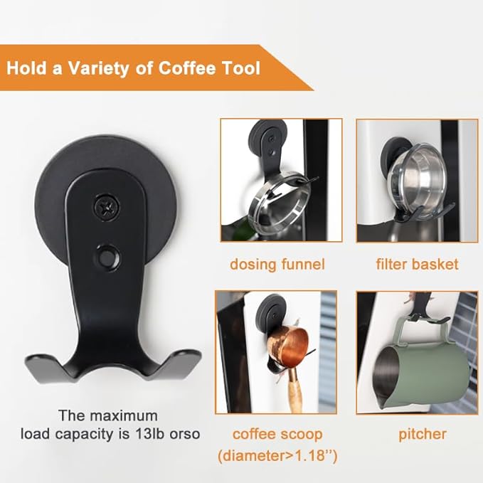 2-Pack Magnetic Portafilter&Tamper Holder,Espresso Accessories Organizer for Metal Wall Surface,Strong Magnet,Anti-Scratch,Space-Saving,Compatible with Ninja Luxe Cafe,Rancilio,Breville Coffee Machine