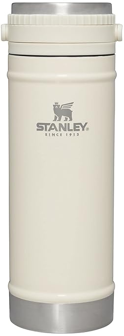 STANLEY Travel Mug with Integrated French Press 16 oz | 5 Minute Brew, 4 Hours Hot, Leakproof Lid | Mesh Filter for Coffee Grounds | Insulated Stainless Steel Coffee Maker | BPA-Free | Cream Gloss