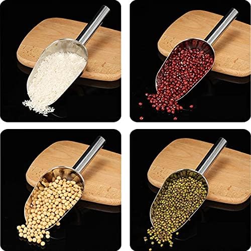 NINGVIHE Ice Scoop for Freezer,Metal Ice Scoop,Stainless Steel Food Scoop Kitchen Restaurant Bar Party Wedding Ice Machine Heavy Duty, Scoops for Pet Food,Cookie Flour,Silver(B)