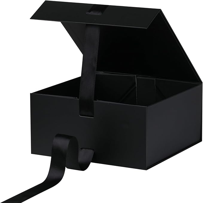 OEMVALATY Black Gift Box,6x6x3 Inches Gift Boxes with Lids for Presents with Magnetic Closure and Ribbon for Wedding,Storage,Birthday
