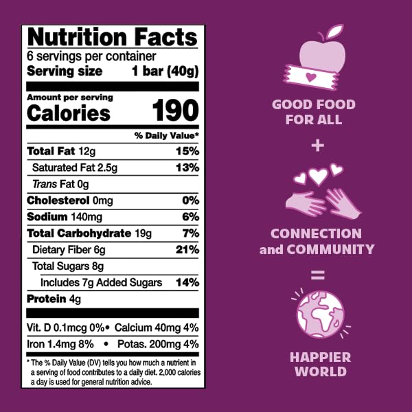 All In Snack Bars California Almond, Dark Chocolate + Sea Salt - Healthy Snack for Adults and Kids - Gluten Free - Organic - Non-GMO (6 Pack)