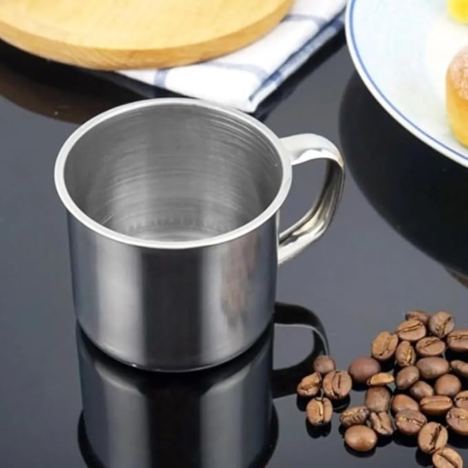 Liang baobao Stainless Steel Coffee Mugs 6oz Cups with Handle Set of 10 for Drinking Tea, Latte Espresso, Juice or Water