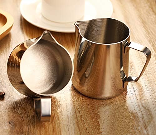 Nicunom 2 Pack Milk Frothing Pitcher, 12oz & 20oz Espresso Steaming Pitcher, Stainless Steel Milk Frother Steamer Cup, Perfect for Espresso Coffee Cappuccino Latte Art, Tick Mark Inside